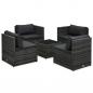 Preview: 5-tlg. Garten-Sofagarnitur mit Auflagen Poly Rattan Grau
