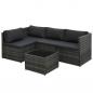 Preview: 5-tlg. Garten-Sofagarnitur mit Auflagen Poly Rattan Grau