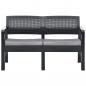 Preview: ARDEBO.de - 2-Sitzer-Gartenbank mit Auflagen 120 cm Kunststoff Anthrazit