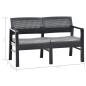 Preview: 2-Sitzer-Gartenbank mit Auflagen 120 cm Kunststoff Anthrazit