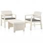 Preview: ARDEBO.de - 3-tlg. Garten-Lounge-Set Kunststoff Weiß