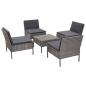 Preview: 5-tlg. Garten-Sofagarnitur mit Auflagen Poly Rattan Grau