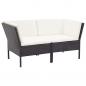 Preview: ARDEBO.de - 6-tlg. Garten-Lounge-Set mit Auflagen Poly Rattan Schwarz