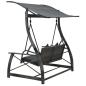 Preview: ARDEBO.de - Hollywoodschaukel 3-Sitzer mit Dach Poly Rattan Grau