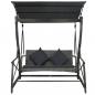 Preview: Hollywoodschaukel 3-Sitzer mit Dach Poly Rattan Grau