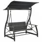 Preview: Hollywoodschaukel 3-Sitzer mit Dach Poly Rattan Grau