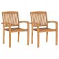Preview: ARDEBO.de - Garten-Essstühle 2 Stk. Stapelbar Teak Massivholz