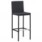 Preview: ARDEBO.de - 7-tlg. Gartenbar-Set mit Kissen Poly-Rattan Schwarz