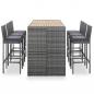 Preview: 7-tlg. Gartenbar-Set mit Auflagen Poly Rattan Grau