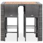 Preview: ARDEBO.de - 5-tlg. Garten-Bar-Set Poly Rattan und Akazienholz Grau