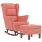 Preview: Schaukelsessel und Hocker mit Holzbeinen Rosa Samt