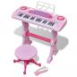 Preview: ARDEBO.de - Kinder Keyboard Spielzeug Piano mit Hocker/Mikrofon 37 Tasten Rosa