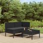 Preview: ARDEBO.de - 3-tlg. Garten-Lounge-Set mit Auflagen Poly Rattan Schwarz