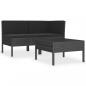 Preview: 3-tlg. Garten-Lounge-Set mit Auflagen Poly Rattan Schwarz
