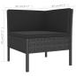 Preview: 3-tlg. Garten-Lounge-Set mit Auflagen Poly Rattan Schwarz