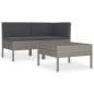 Preview: 3-tlg. Garten-Lounge-Set mit Auflagen Poly Rattan Grau
