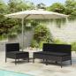 Preview: ARDEBO.de - Gartenstühle 3 Stk. mit Auflagen Poly Rattan Schwarz