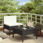 Preview: ARDEBO.de - 2-tlg. Garten-Lounge-Set mit Auflagen Poly Rattan Schwarz