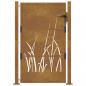 Preview: Gartentor 105x130 cm Cortenstahl Gras-Design