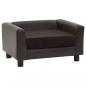Preview: Hundesofa Braun 60x43x30 cm Plüsch und Kunstleder   