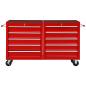 Preview: Werkzeugwagen mit 10 Schubladen Stahl Rot
