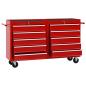 Preview: Werkzeugwagen mit 10 Schubladen Stahl Rot