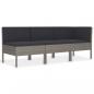 Preview: 3-tlg. Garten-Lounge-Set mit Auflagen Poly Rattan Grau