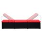 Preview: Sonnenliege mit Auflage und Teetisch Poly Rattan Rot