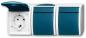 Preview: ARDEBO.de Busch-Jaeger 2300/3 EW-53 SCHUKO Steckdose, Ocean IP44, 3-fach, grau/blaugrün (2CKA002084A0698)