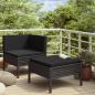 Preview: ARDEBO.de - 2-tlg. Garten-Lounge-Set mit Auflagen Poly Rattan Schwarz