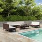 Preview: ARDEBO.de - 10-tlg. Garten-Lounge-Set mit Auflagen Poly Rattan Braun