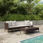 Preview: ARDEBO.de - 6-tlg. Garten-Lounge-Set mit Auflagen Poly Rattan Braun