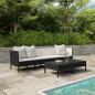 Preview: ARDEBO.de - 6-tlg. Garten-Lounge-Set mit Auflagen Poly Rattan Schwarz