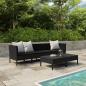 Preview: ARDEBO.de - 6-tlg. Garten-Lounge-Set mit Auflagen Poly Rattan Schwarz