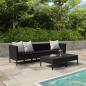 Preview: 6-tlg. Garten-Lounge-Set mit Auflagen Poly Rattan Schwarz