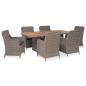 Preview: ARDEBO.de - 7-tlg. Garten-Essgruppe mit Auflagen Poly Rattan Braun
