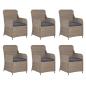 Preview: 7-tlg. Garten-Essgruppe mit Auflagen Poly Rattan Braun
