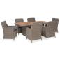 Preview: 7-tlg. Garten-Essgruppe mit Auflagen Poly Rattan Braun
