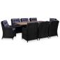 Preview: 9-tlg. Garten-Essgruppe Poly Rattan Schwarz