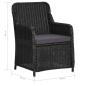 Preview: 9-tlg. Garten-Essgruppe Poly Rattan Schwarz