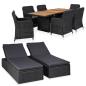 Preview: 9-tlg. Garten-Essgruppe Poly Rattan Schwarz