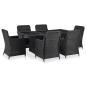 Preview: 7-tlg. Garten-Essgruppe Poly Rattan Schwarz