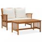 Preview: ARDEBO.de - 2-tlg. Garten-Lounge-Set mit Kissen Massivholz Akazie