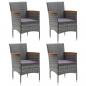 Preview: ARDEBO.de - Garten-Essstühle 4 Stk. Poly Rattan Grau
