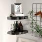 Preview: ARDEBO.de - Eck-Schweberegale 2 Stk. Hochglanz-Schwarz 25x25x3,8 cm MDF