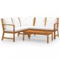 Preview: 4-tlg. Garten-Lounge-Set mit Auflagen Creme Massivholz Akazie