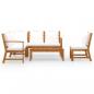 Preview: 5-tlg. Garten-Lounge-Set mit Auflagen Creme Massivholz Akazie