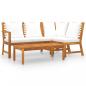 Preview: 4-tlg. Garten-Lounge-Set mit Auflagen Creme Massivholz Akazie