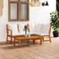 Preview: 4-tlg. Garten-Lounge-Set mit Auflagen Creme Massivholz Akazie