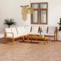 Preview: 6-tlg. Garten-Lounge-Set mit Auflagen Creme Massivholz Akazie